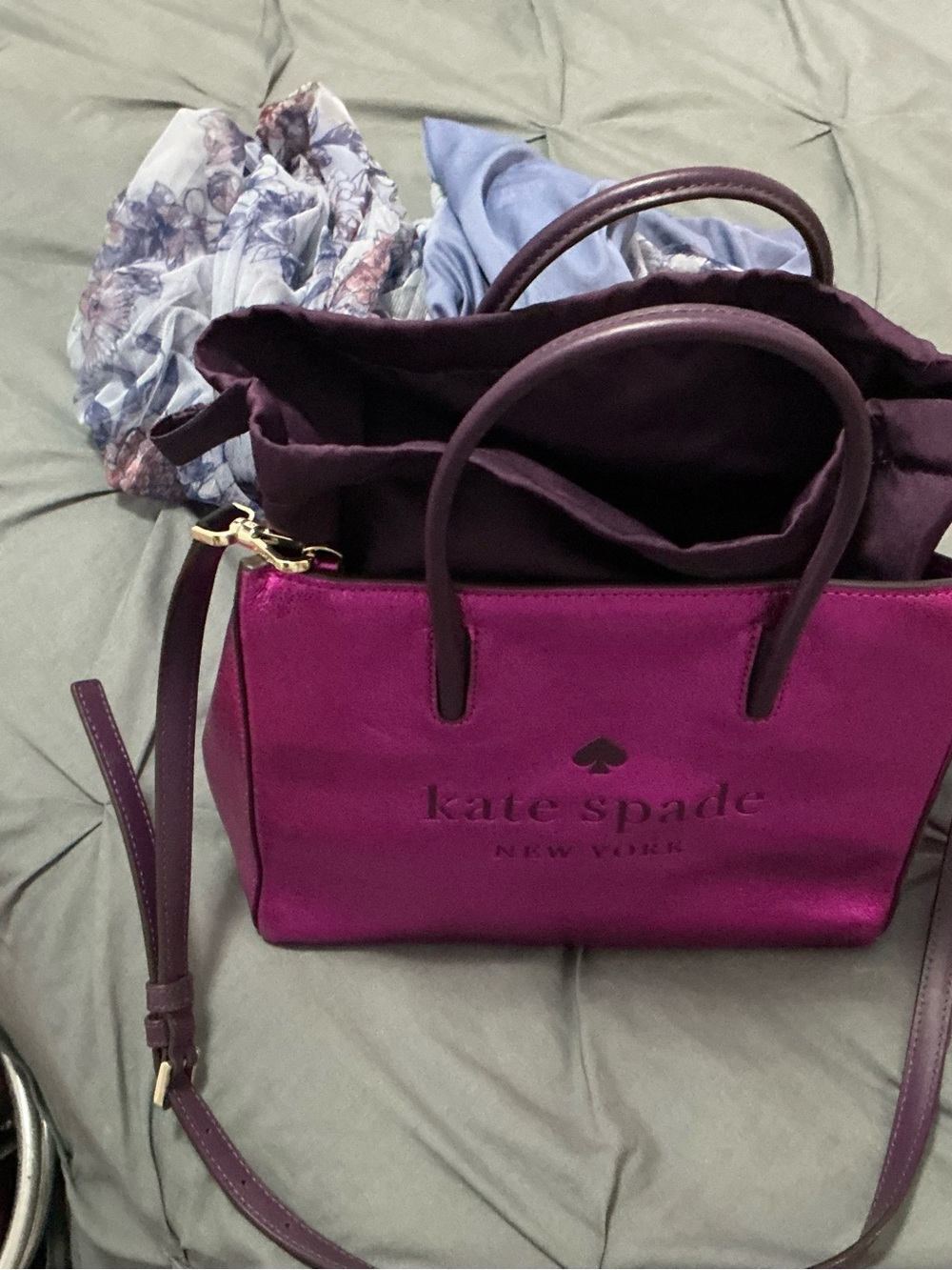 kate spade Fuchsia Satchel with Plum Trim